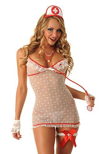 Sexy Lingerie Nurse Costume Set For Women A Small Medium White Red