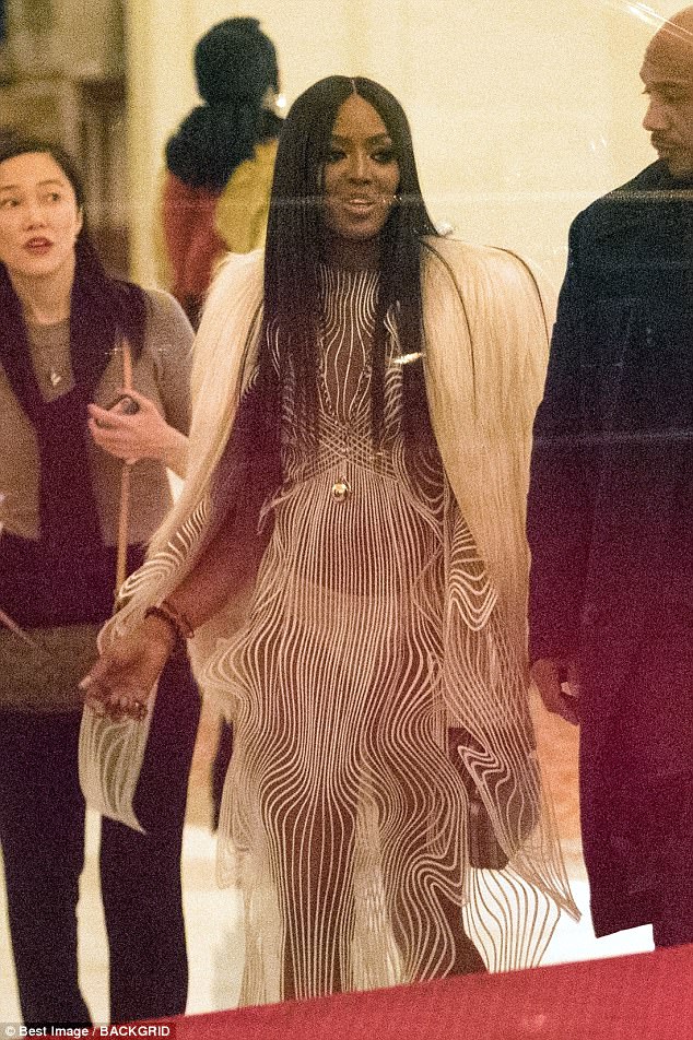 Sheer Beauty Naomi Campbell Stunned In A Daring Sheer Silver Dress Which