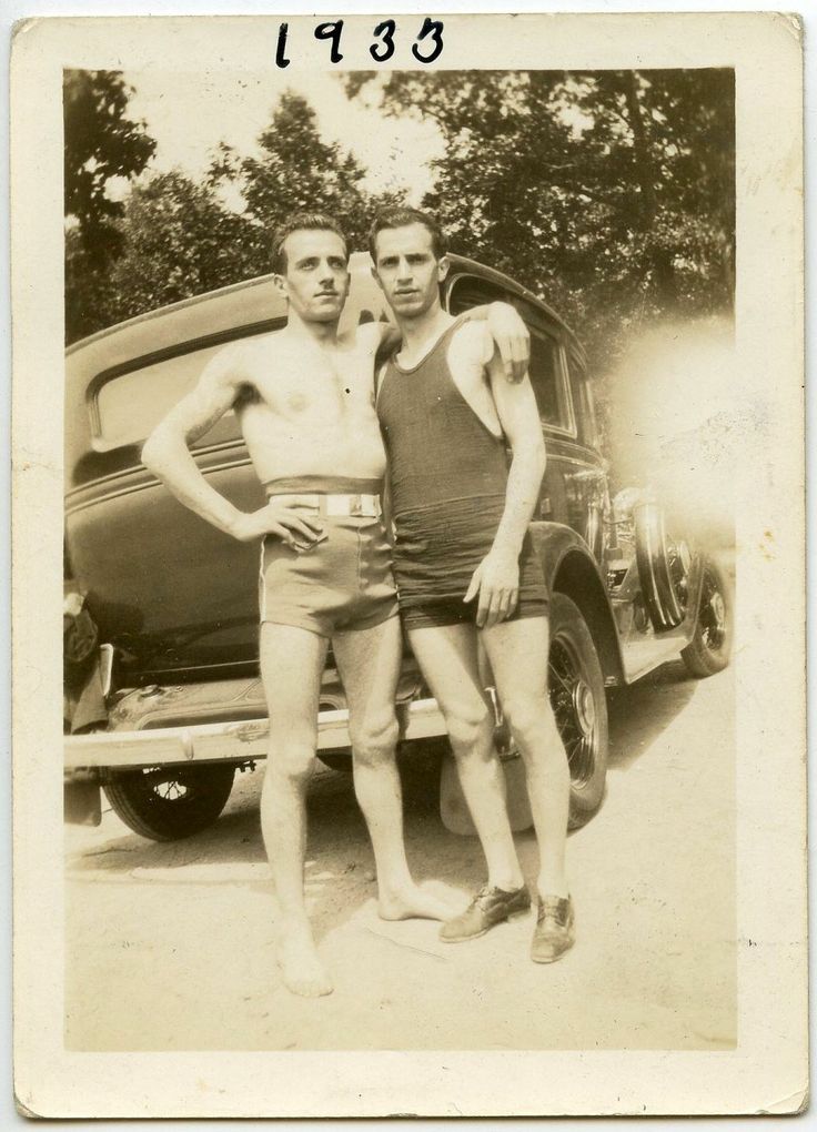 Shirtless Young Men In Swimming Suits Shorts Gay Int Vintage Photos