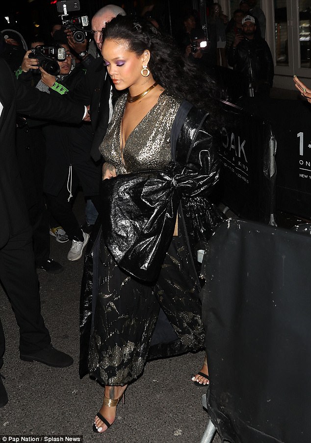 Showing His Loyalty Rihanna Stole The Show In A Perilously Plunging Gown As She Celebrated