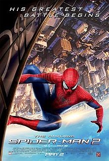 Spider Man Upside Down On The Side Of The Oscorp Tower With The Films Title