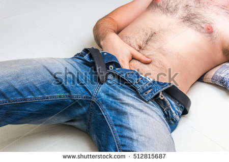 Stock Photo Attractive Man Masturbating And Playing With Himself In The Bed At Home 1