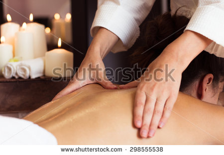 Stock Photo Beautiful Young Woman Relaxing With Hand Massage At Beauty Spa Close