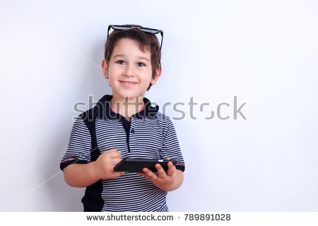Stock Photo Cute Happy Boy Using Mobile Phone Child Playing On Smartphone Technology Mobile Apps Children