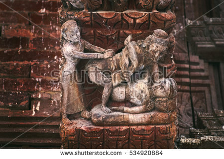 Stock Photo Erotic Kamasutra Carvings On The Roof Of Jagannath Temple On Durbar Square In Kathmandu