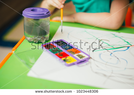 Stock Photo Little Boy Doing Homework Early Education
