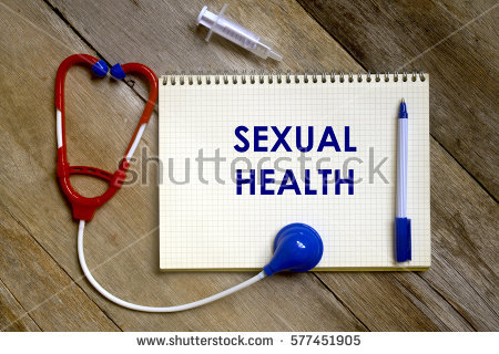 Stock Photo Medical Concept Top View Of Stethoscope And Syringe With Notebook Written With Sexual Health