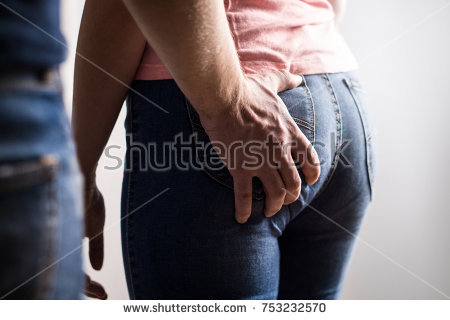 Stock Photo Sexual Harassment And Abuse Concept Hand Groping And Squeezing Butt Inappropriate Behavior