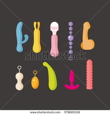 Stock Vector Cute Sex Toys Set Vibrators Cartoon Flat Style Colorful