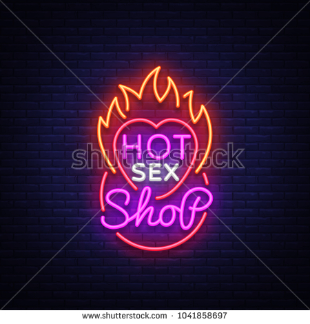 Stock Vector Sex Shop Logo In Neon Style Design Pattern Hot Sex Shop Neon Sign Light Banner On The Theme