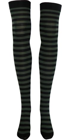 Stripe Opaque Thigh High Socks In Black And Brown Thighs Brown