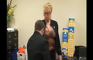 Tall Mature Lady In Office With Her Foot Slave 1