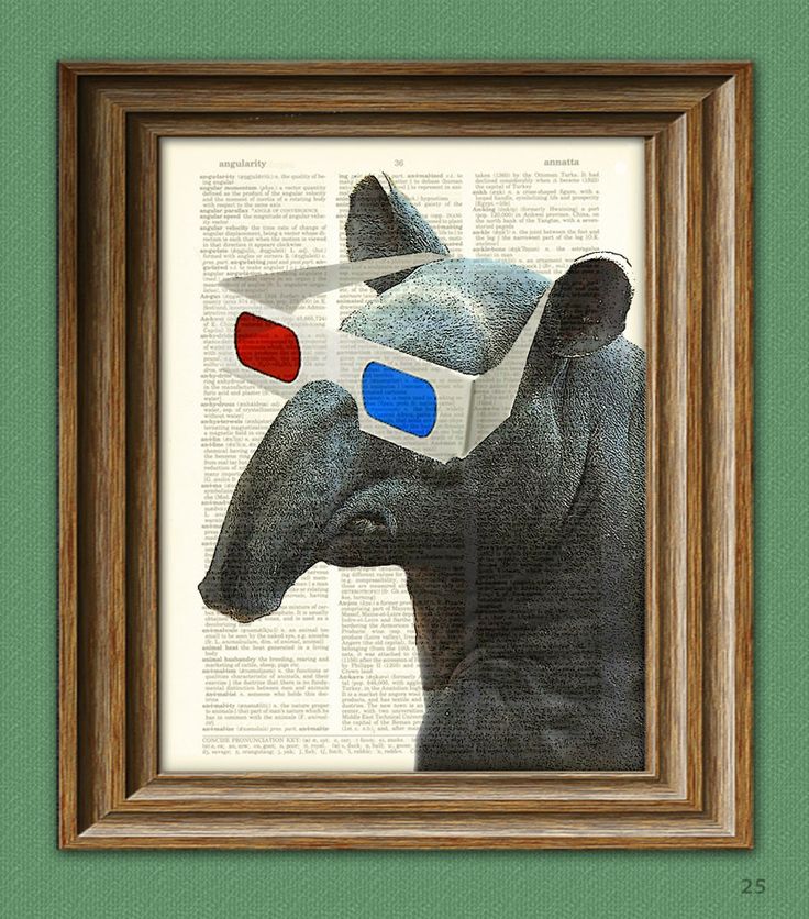 Tapir Art Print Tonya Tapir With Old School Glasses Illustration Beautifully Upcycled Dictionary Page Book