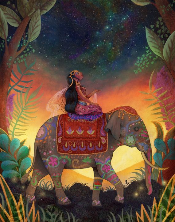 The Awestruck Princess Mindfulness Art Meditation Infian Princess On An Indian Elephant
