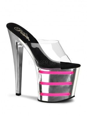 These Slide On Open Toe Stiletto Sandals Feature A High Heel Complemented A Platform Boasting