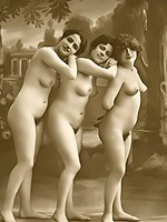 Three Chubby Beauties With Small Boobs Leaning On Each Other Antique