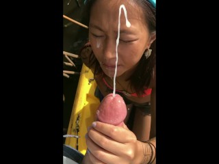 Tiny Asian Gets Covered In Cum On Kayak Trip Wmaf Outdoor Facial