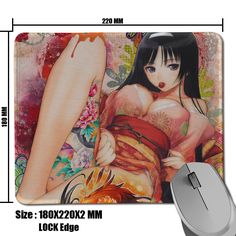 Top Fashion Custom Design Anime Girl Flower Tattoos Durable Non Slip Rubber Optical Computer Mouse