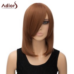 Trendy Adiors Inclined Bang Straight High Temperature Fiber Womens Cosplay Wig Light Brown
