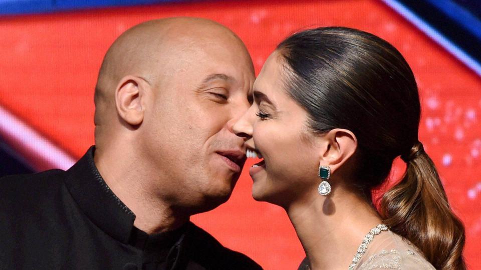 Vin Diesel With Deepika Padukone During A Press Conference To Promote Their Upcoming Film Xxx