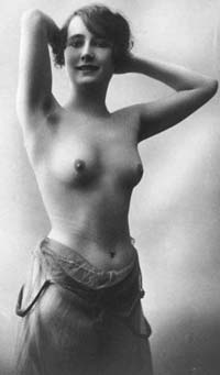 Vintage Erotica Beauty Cute Breasts Topless Girl Wearing A Skirt