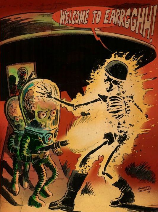 Vintage Retro Illustration Science Fiction Sci Fi Sci Fi Alien Pulp Art Pulp Horror
