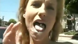 Walking With Cum On Face In Shopping Center 1