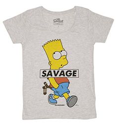 Womens Grey Marl Bart Simpson Savage Shirt From Eleven Paris