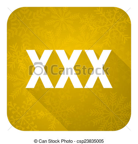 Xxx Flat Icon Gold Christmas Button Porn Sign Stock Illustration