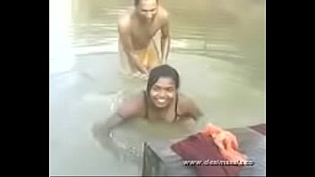 Young Girl Bathing In River Wit