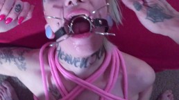 Young In Spider Gag Tied Bondage Harness Gets Brutally Mouth Fucked 1